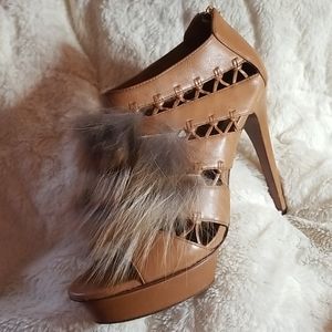 Sexy Elie Tahari fur woven peeptoe 9